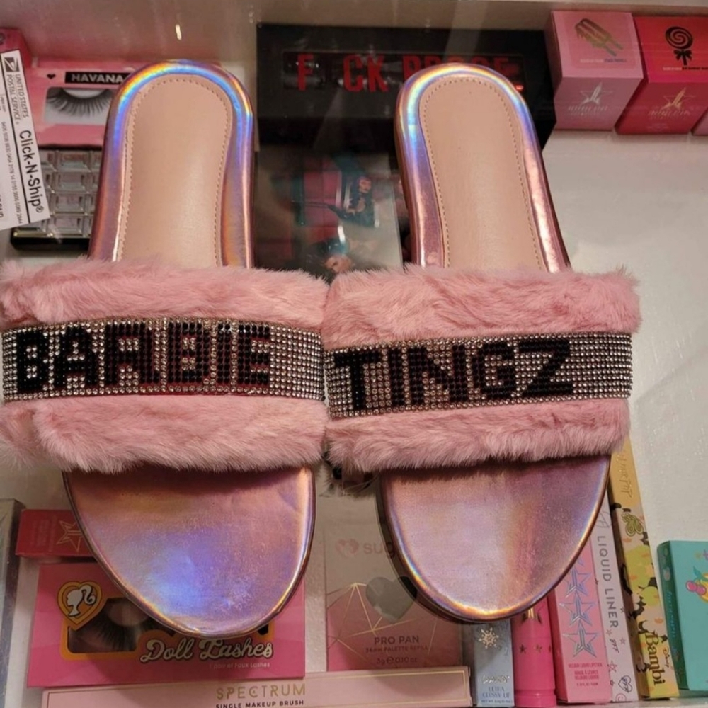 Fur Barbie sandals